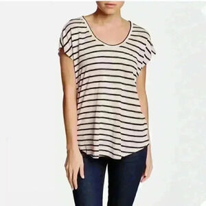 JOIE Keirraih Stripe Black White Linen Tee Women's Size S NWOT